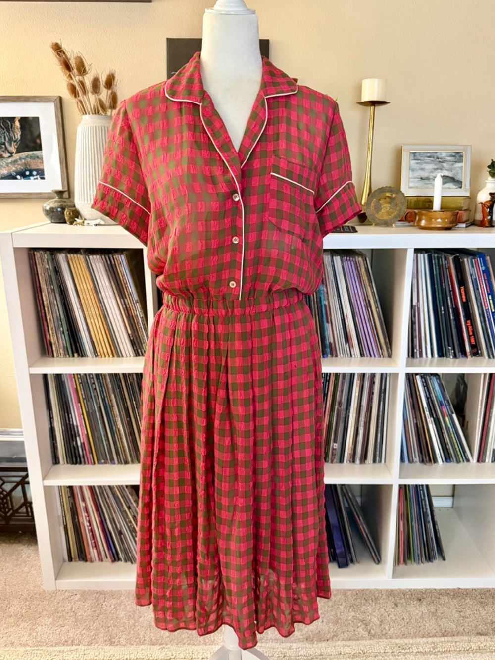 Good Case Made in Italy Size 44 (US 12/14) Vintage Style Plaid Midi Dress